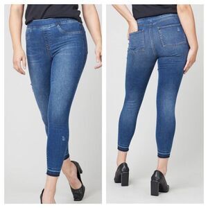 Spanx Distressed Ankle Skinny Jeans Medium Wash Sz L